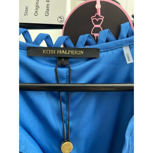 Kobi Halperin Blue Linen Keyhole Self-Tie Ruby Dress - Picture 4 of 5